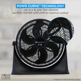 Comfort Zone 20" 3-Speed Powr Curve Floor Fan in Black