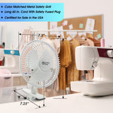 Comfort Zone 6” 2-Speed Desk Fan with Clip and Adjustable Tilt in White & Black
