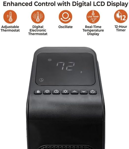 Comfort Zone 23" Oscillating Tower Space Heater with Remote Control