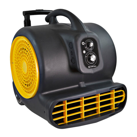 Comfort Zone Powergear 1 HP 3-Speed Carpet Dryer Blower Floor Fan with Timer in Black and Yellow