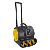 Comfort Zone Powergear 1 HP 3-Speed Carpet Dryer Blower Floor Fan with Timer in Black and Yellow