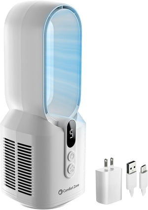 Comfort Zone 14" 5-Speed Rechargeable Bladeless Tabletop Fan