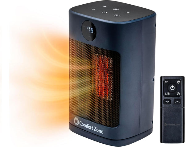 Comfort Zone 12" Oscillating Desktop Heater with Remote Control