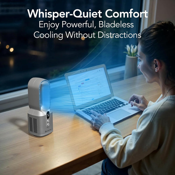 Comfort Zone 14" 5-Speed Rechargeable Bladeless Tabletop Fan