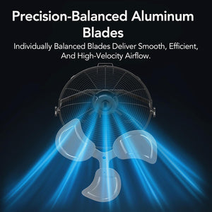 Comfort Zone 20" 3-Speed Industrial Wall Mount or Floor Fan