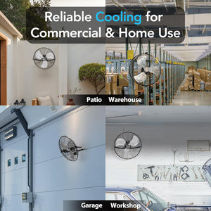 Comfort Zone 20" 3-Speed Industrial Wall Mount or Floor Fan