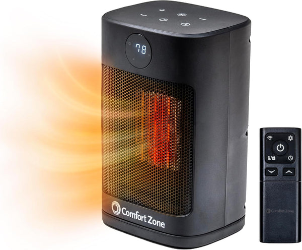 Comfort Zone 12" Oscillating Desktop Heater with Remote Control