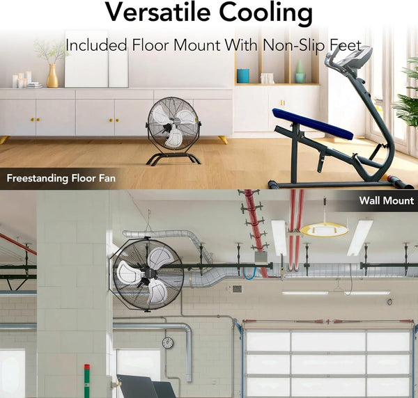 Comfort Zone 20" 3-Speed Industrial Wall Mount or Floor Fan