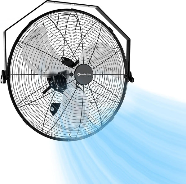 Comfort Zone 20" 3-Speed Industrial Wall Mount or Floor Fan