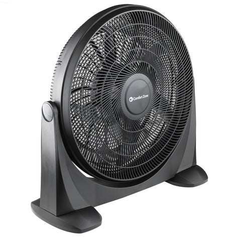Comfort Zone 20" High Velocity Floor Fan with 180 Degree Adjustable Tilt in Black