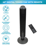Comfort Zone 42" Smart Wi-Fi Oscillating Portable Tower Fan with Remote