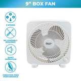 Comfort Zone 9" 2-Speed Portable Box Fan in White & Black