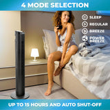 Comfort Zone 40" Oscillating Portable Tower Fan with Remote in Black