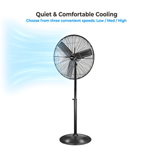Comfort Zone 30" 3-Speed High-Velocity Industrial Pedestal Fan