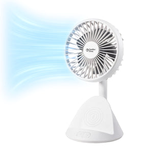 Comfort Zone 4” 3-Speed Rechargeable Personal Fan with Wireless Charger
