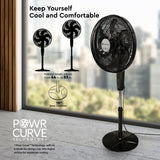 Comfort Zone 18" 3-Speed Powr Curve Oscillating Pedestal Fan in Multiple Color Options