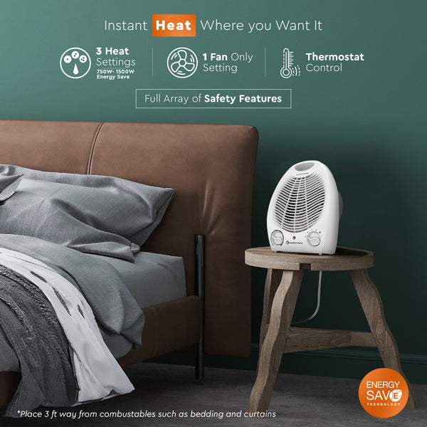 Comfort Zone Fan-Forced Electric Portable Heater with Thermostat