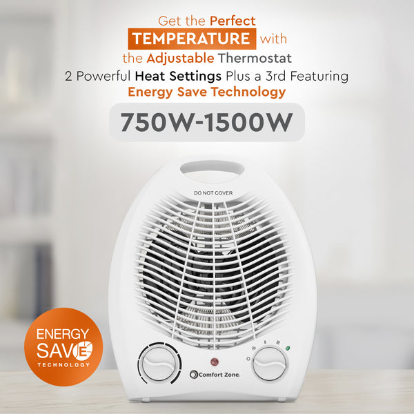 Comfort Zone Fan-Forced Electric Portable Heater with Thermostat