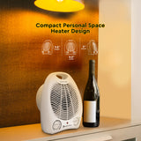 Comfort Zone Fan-Forced Energy-Save Electric Portable Heater with Thermostat in White & Black