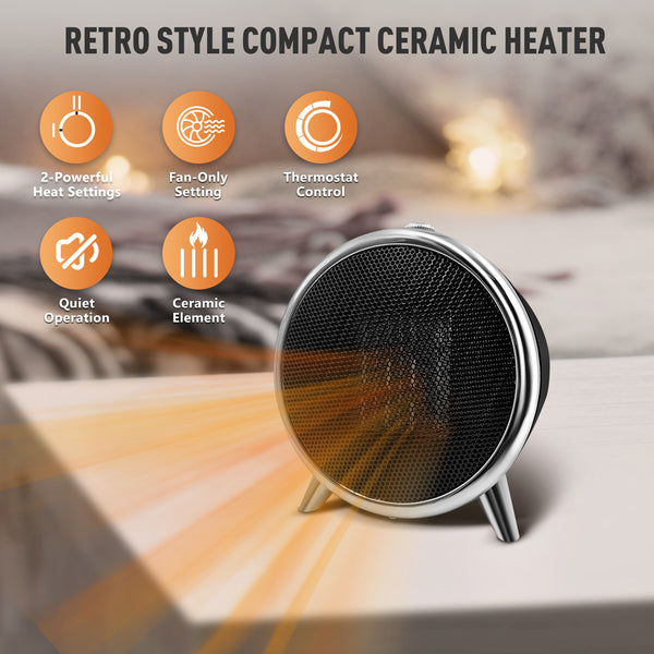 Comfort Zone Retro 1500 Watt Ceramic Heater with Overheat Protection