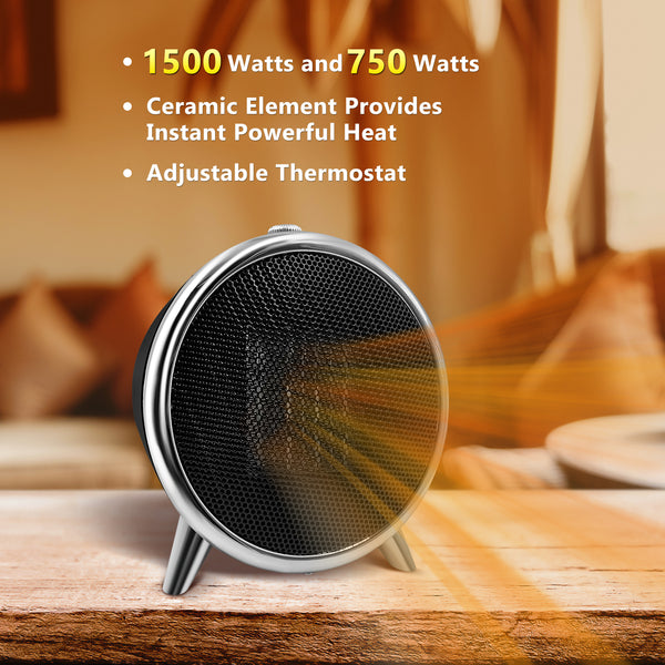 Comfort Zone Retro 1500 Watt Ceramic Heater with Overheat Protection