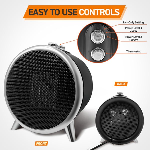 Comfort Zone Retro 1500 Watt Ceramic Heater with Overheat Protection