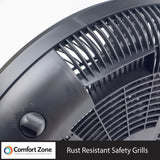 Comfort Zone 20" 3-Speed High Velocity Floor Fan in Black