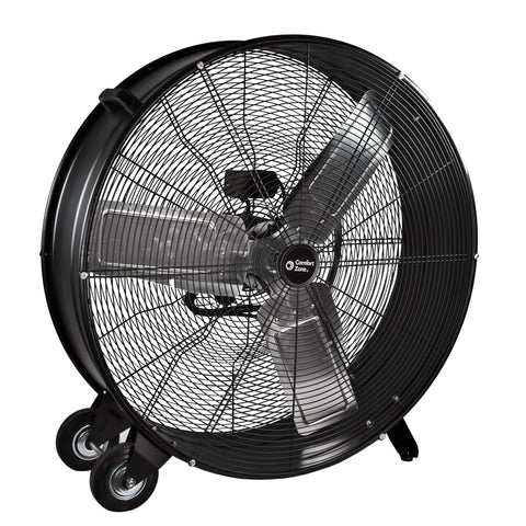 Comfort Zone 30" 2-Speed High Velocity Utility Drum Fan in Black