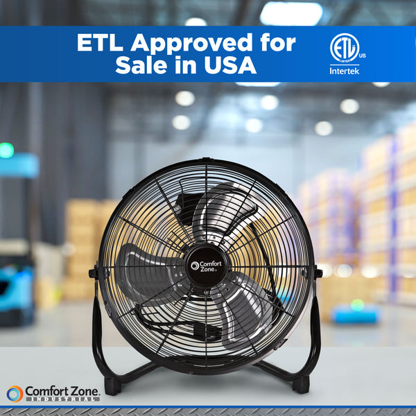 Comfort Zone 14" High-Velocity 3-Speed Floor Fan