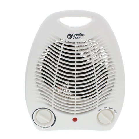 Comfort Zone Fan-Forced Electric Portable Heater with Thermostat in White