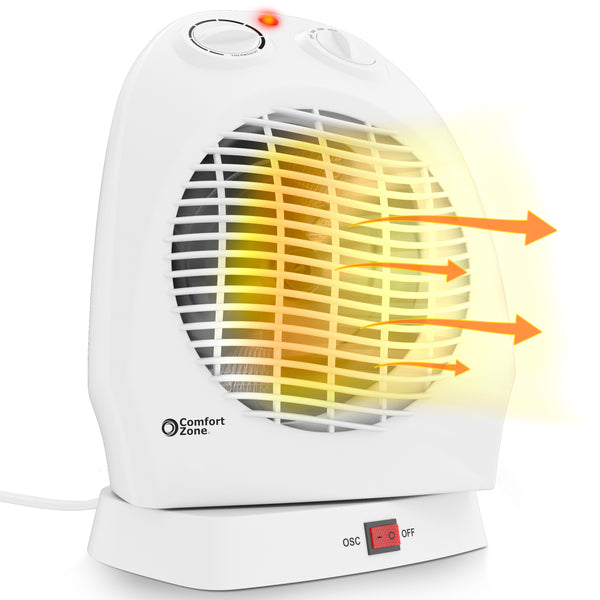 Comfort Zone Oscillating Electric Portable Heater with Thermostat