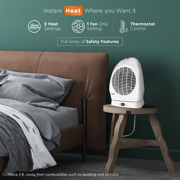 Comfort Zone Oscillating Electric Portable Heater with Thermostat
