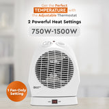 Comfort Zone Oscillating Electric Portable Heater with Thermostat in White & Black