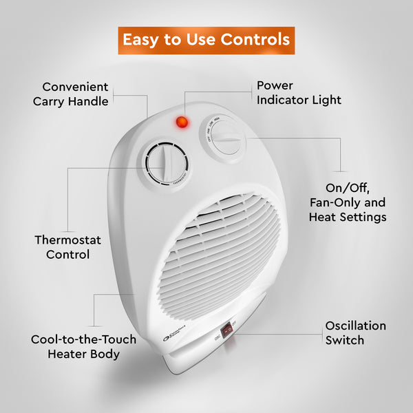 Comfort Zone Oscillating Electric Portable Heater with Thermostat