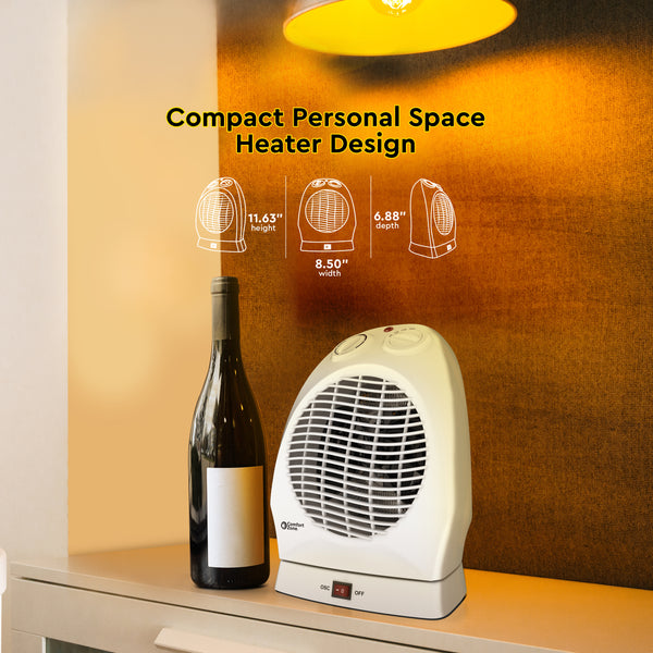 Comfort Zone Oscillating Electric Portable Heater with Thermostat