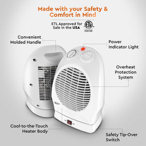 Comfort Zone Oscillating Electric Portable Heater with Thermostat