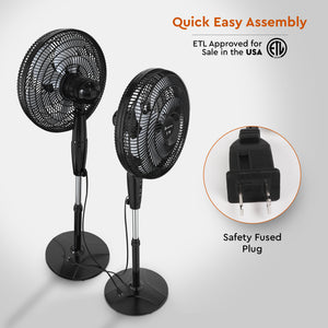 Comfort Zone 18" Smart Wi-Fi 3-Speed Oscillating Stand Fan
