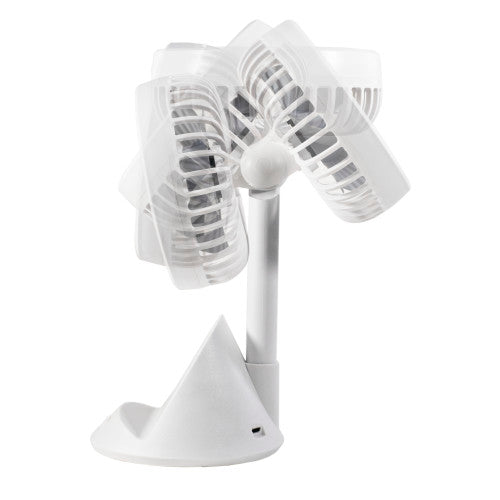 Comfort Zone 4” 3-Speed Rechargeable Personal Fan with Wireless Charger