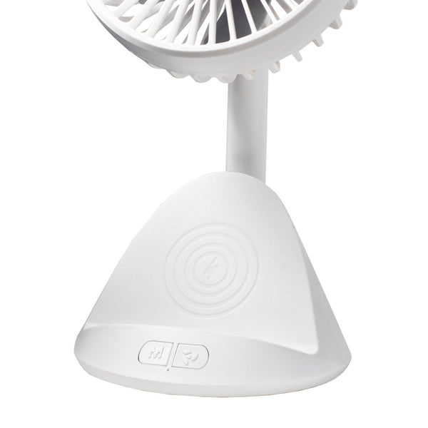 Comfort Zone 4” 3-Speed Rechargeable Personal Fan with Wireless Charger
