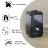 Comfort Zone Personal Portable Ultrasonic Aromatherapy Humidifier in Black