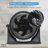 Comfort Zone 9" 3-Speed Powr Curve Floor Fan in Black