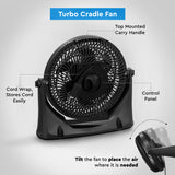 Comfort Zone 9" 3-Speed Powr Curve Floor Fan in Black