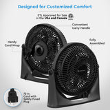 Comfort Zone 9" 3-Speed Powr Curve Floor Fan in Black