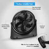 Comfort Zone 20" 3-Speed Powr Curve Floor Fan in Black