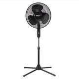 Comfort Zone 16" 3-Speed Adjustable Oscillating Pedestal Fan in White & Black