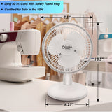 Comfort Zone 6" 2-Speed Desk Fan with Stable Base and Adjustable Tilt in White