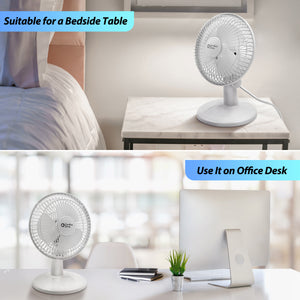 Comfort Zone 6" 2-Speed Desk Fan with Stable Base and Adjustable Tilt