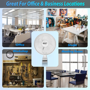 Comfort Zone 6” 2-Speed Desk Fan with Clip and Adjustable Tilt