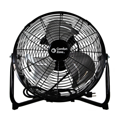 Comfort Zone 12" 3-Speed High-Velocity Floor Fan in Black