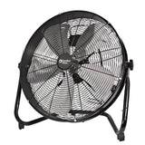 Comfort Zone 20" 3-Speed High-Velocity Industrial Black Drum Fan in Black